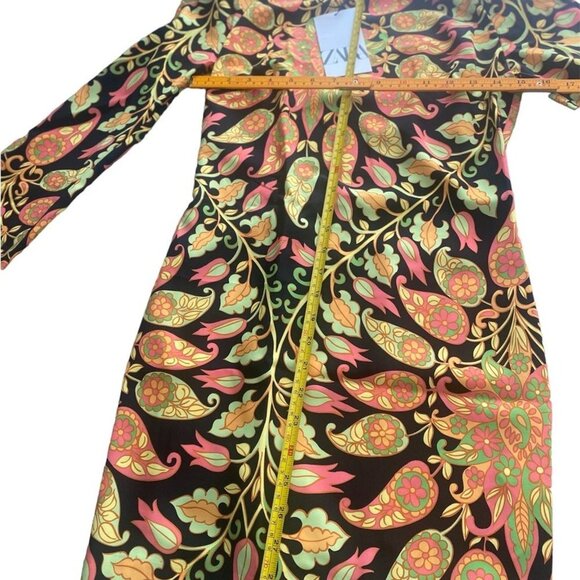 Womens size XS Bodycon Mini Dress Multicolor  print long sleeve,Stretch,Zara NEW - Picture 4 of 14